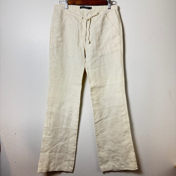 Sanctuary Pants - Sanctuary Anthropologie Linen Pants Beige Wide Leg Drawstring XS Summer Resort